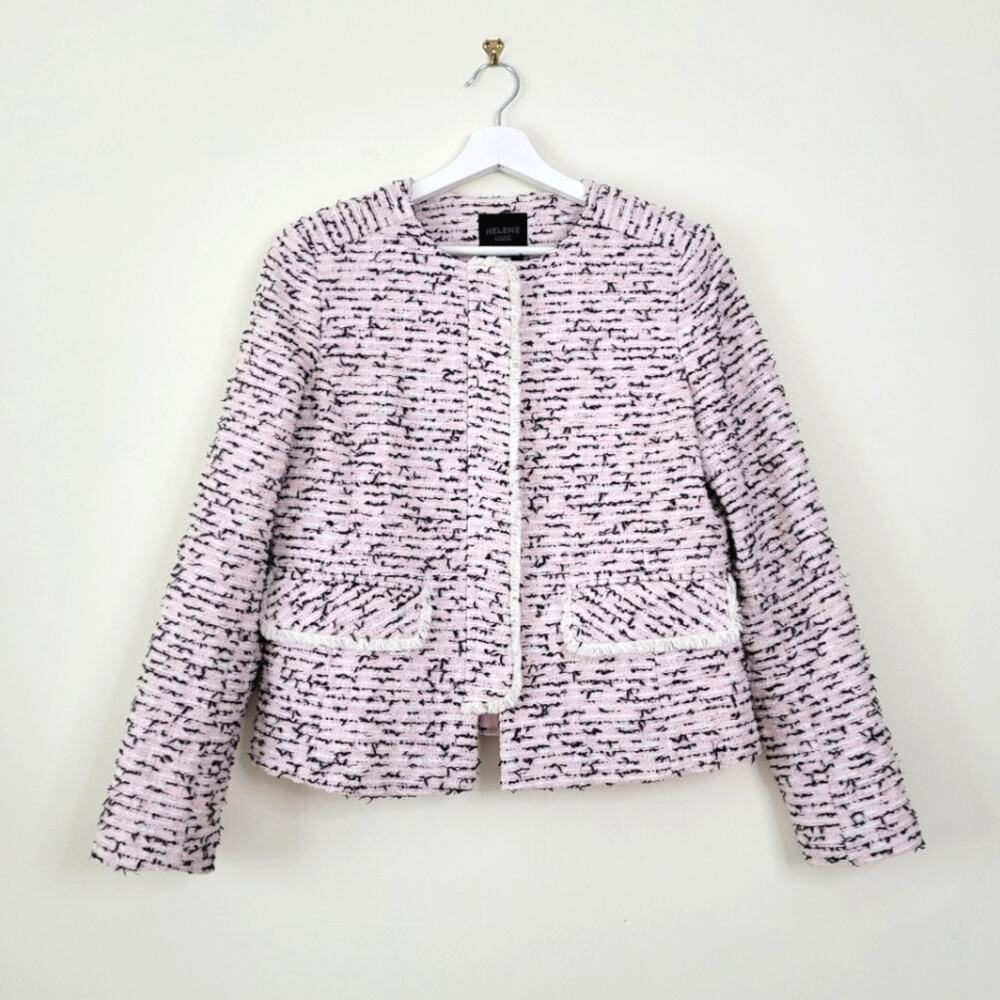 Helene Berman Concealed Zip Front Tweed Jacket